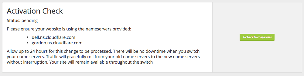 cloudflare name servers activation check